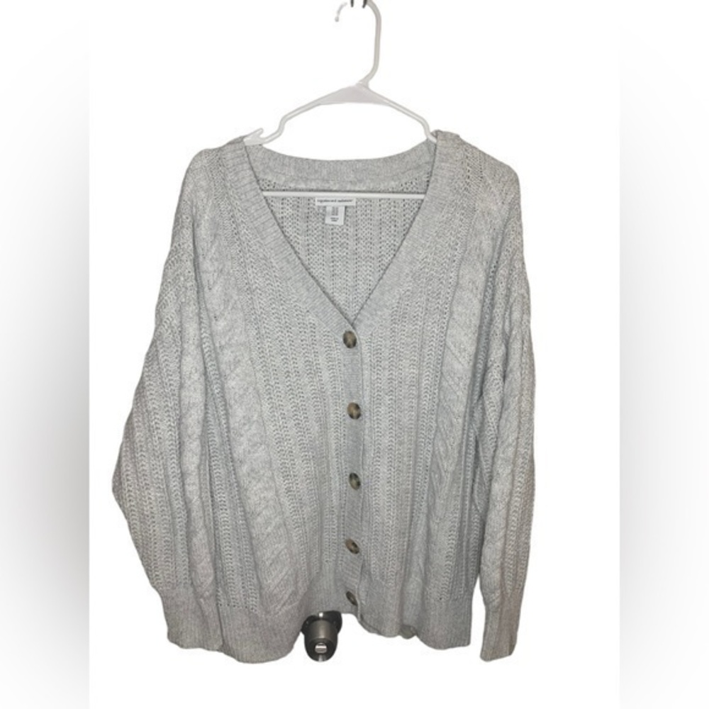 Cupcakes And Cashmere Gray Button Up Cardigan Size 1x